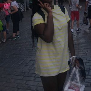 Twik White and Yellow stripped Tee Dress